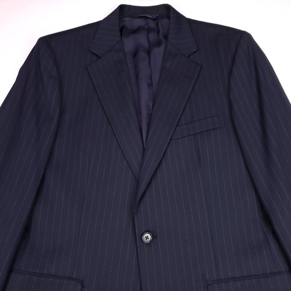 Brooks Brothers 39L Suit Navy Pinstriped Wool Mens - Picture 9 of 12